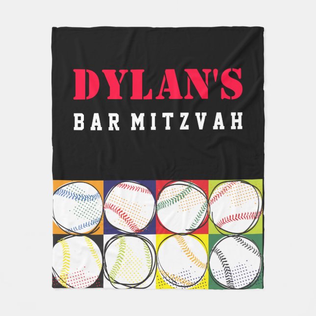 Baseball Themed Bar Mitzvah Take Home Giveaway Fleece Blanket (Front)