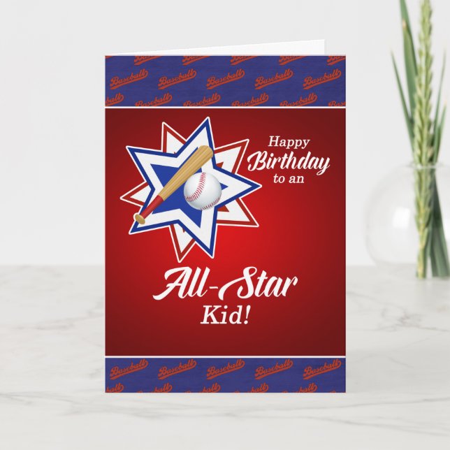 Baseball Themed Birthday for the Sports Fan Kid Card (Front)