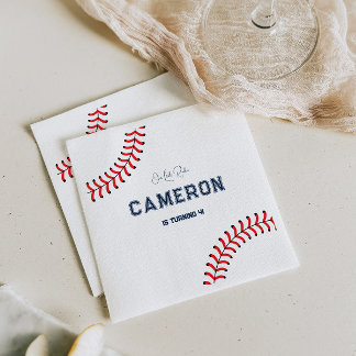 Baseball Themed Birthday Napkin