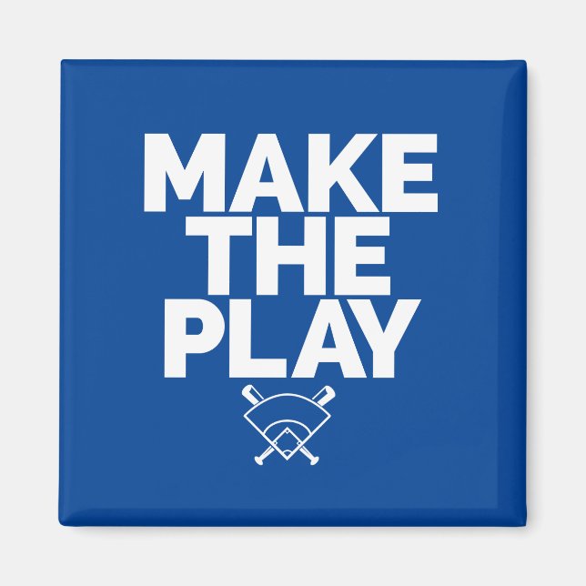 Baseball Themed Blue Magnet (Front)