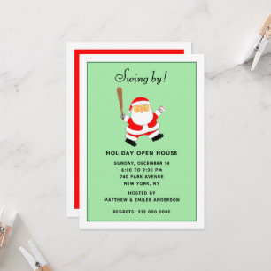 Baseball Themed Christmas Holiday Party Invitation