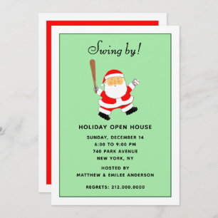 Baseball Themed Christmas Holiday Party Invitation