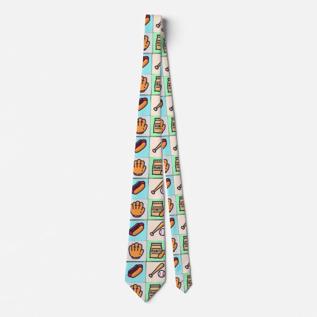 Baseball themed drawing cube tie (Front)