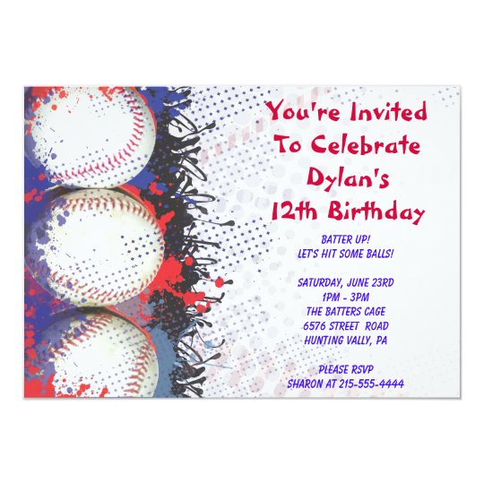 Baseball Themed Invitation Happy Birthday Party