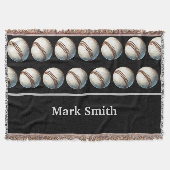 "Baseball-Themed Throw Blanket – Cosy Comfort  (Front)