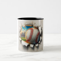 Baseball through glass mug