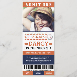 Baseball Ticket Birthday Invites