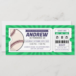Baseball ticket birthday Rookie of the Year Invitation