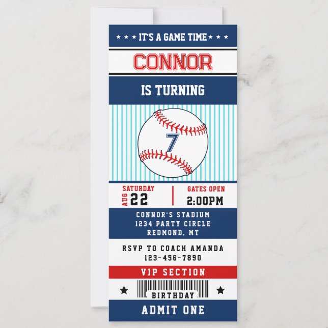 Baseball Ticket Invitation (Front)