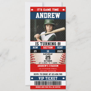 Baseball Ticket Sport Birthday with custom photo Invitation