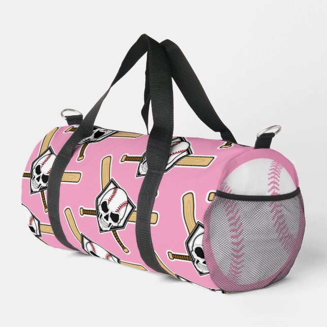 Baseball Til Death Pink Screwball Graphics Duffle Bag (Right Corner)