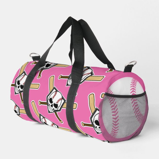 Baseball Til Death Pink Screwball Graphics Duffle Bag (Right Corner)