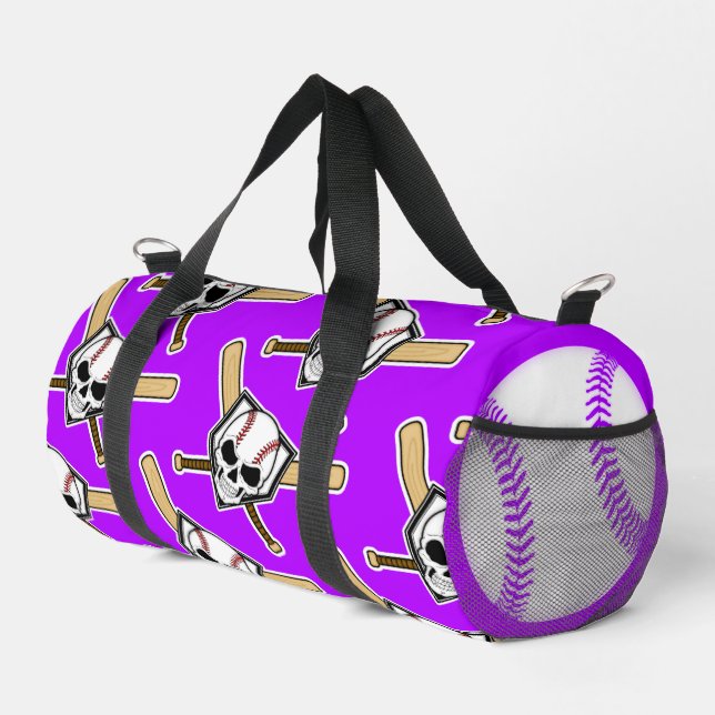 Baseball Til Death Purple Screwball Graphics Duffle Bag (Right Corner)