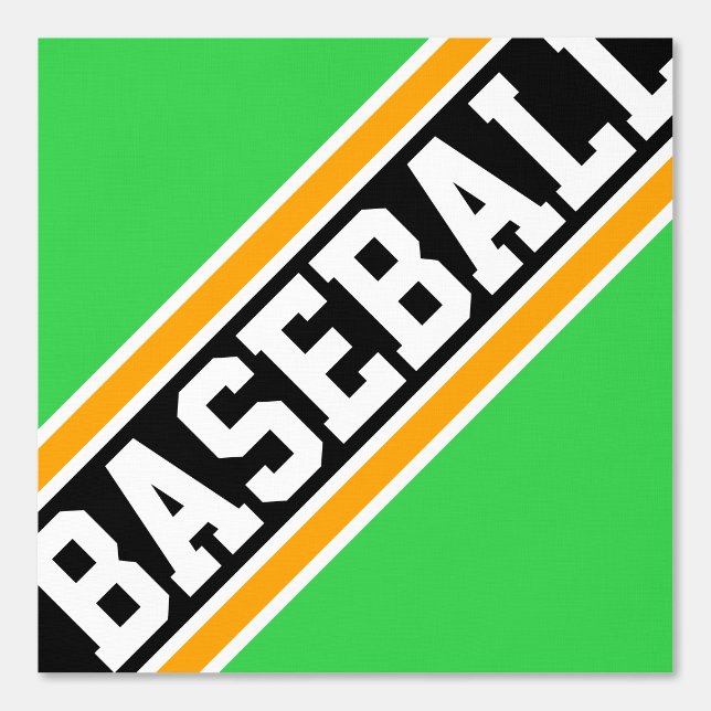BASEBALL Tiled Bright Green Orange Black Stripes Wallpaper (Front)