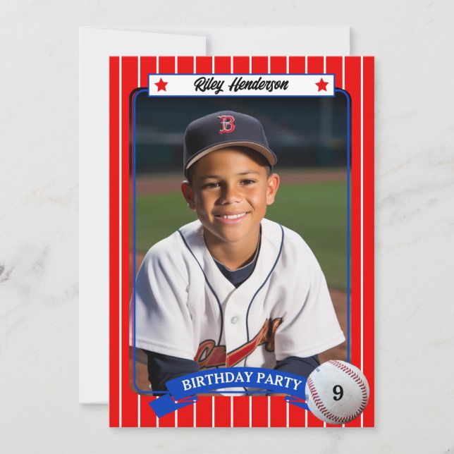 Baseball Trading Card Birthday Party Invitation (Front)