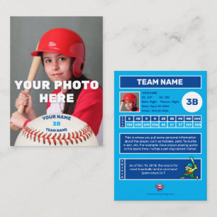 Baseball Trading Card Blue Back - Custom Stats