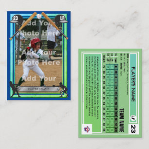 Baseball Trading Card Blue/Grn Frt - Custom Stats