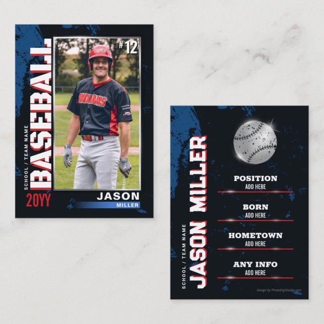 Baseball Trading Card, Flag Baseball Player Card (Front/Back)
