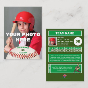 Baseball Trading Card Green Back - Custom Stats