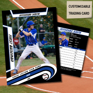 Baseball Trading Card Lively Blue Black