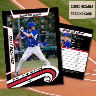 Baseball Trading Card Lively Red Black