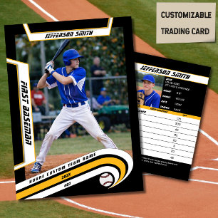 Baseball Trading Card Lively Yellow Black