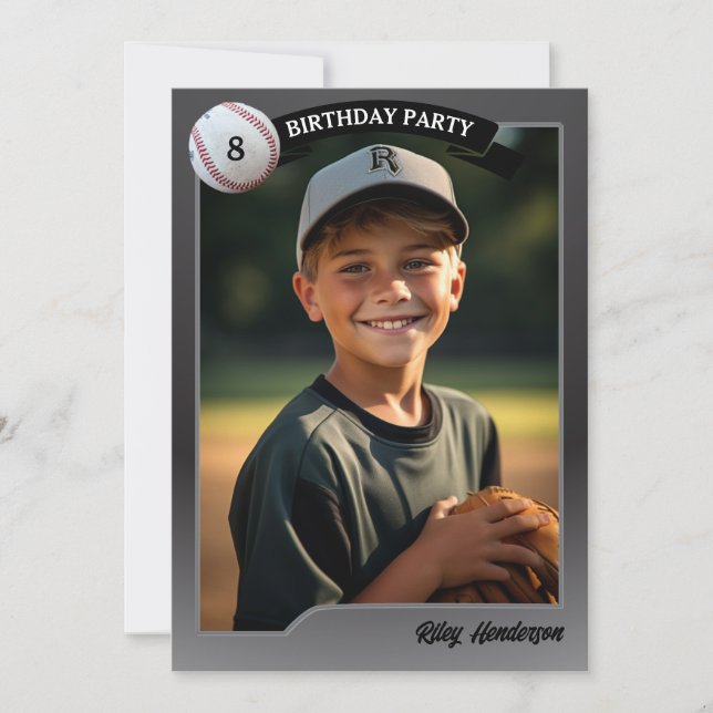 Baseball Trading Cards Birthday Party Invitation (Front)