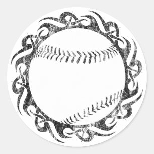 baseball. tribal. classic round sticker