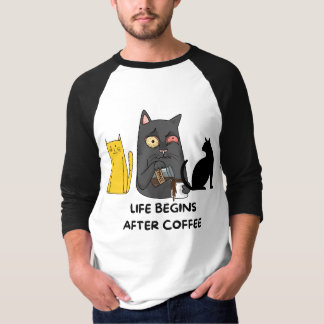 Baseball tshirt cat pictures for coffee lovers