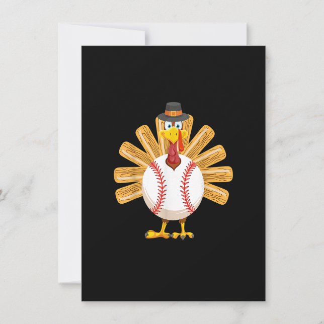 Baseball Turkey Thanksgiving Shirt for Boys Toddle Invitation (Front)