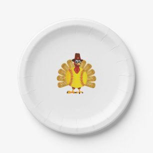 Baseball Turkey Thanksgiving Softball Turkey Men W Paper Plate