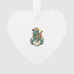 Baseball Turtle Vintage Engraving Graphic Design_1 Ornament