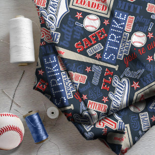 Baseball Typography Red White Blue ID770 Fabric