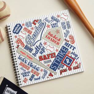 Baseball Typography Red White Blue Stripes ID770 Notebook