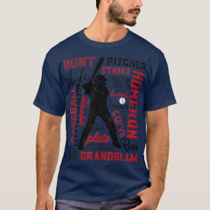 Baseball Typography Word Art Boys Men Vintage Play T-Shirt