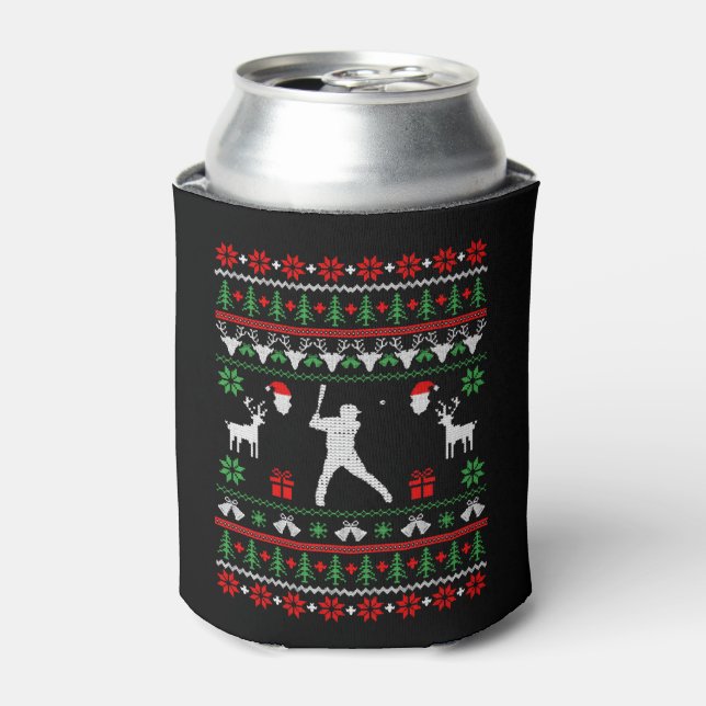 Baseball Ugly Christmas Sweater  Can Cooler (Can Front)