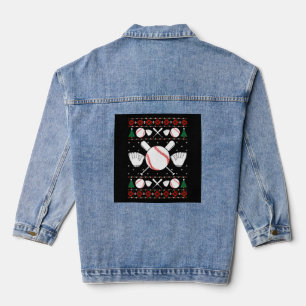 Baseball Ugly Christmas Sweater Denim Jacket