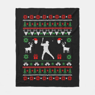 Baseball Ugly Christmas Sweater  Fleece Blanket