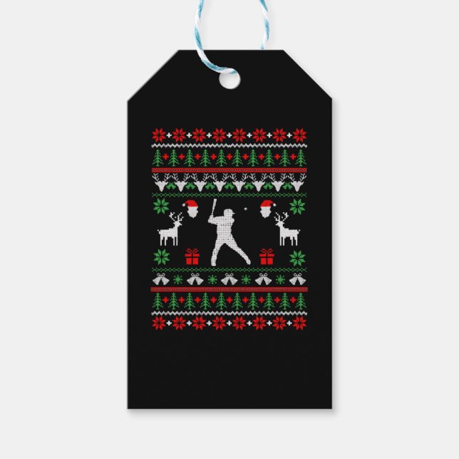 Baseball Ugly Christmas Sweater  Gift Tags (Front)