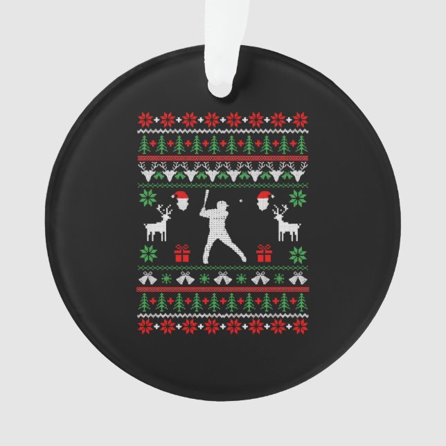 Baseball Ugly Christmas Sweater  Ornament (Front)