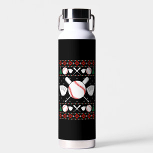 Baseball Ugly Christmas Sweater Water Bottle