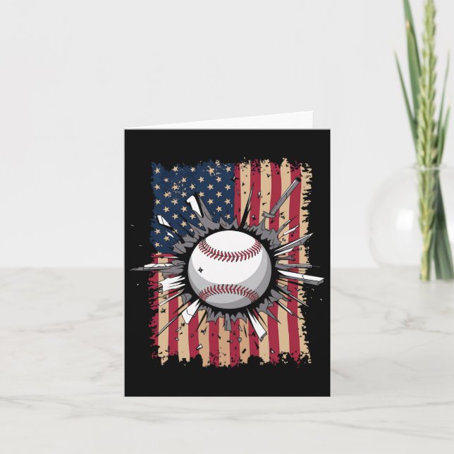 Baseball Us Flag  Card (Front)