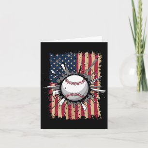 Baseball Us Flag  Card