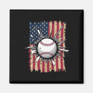 Baseball Us Flag  Magnet