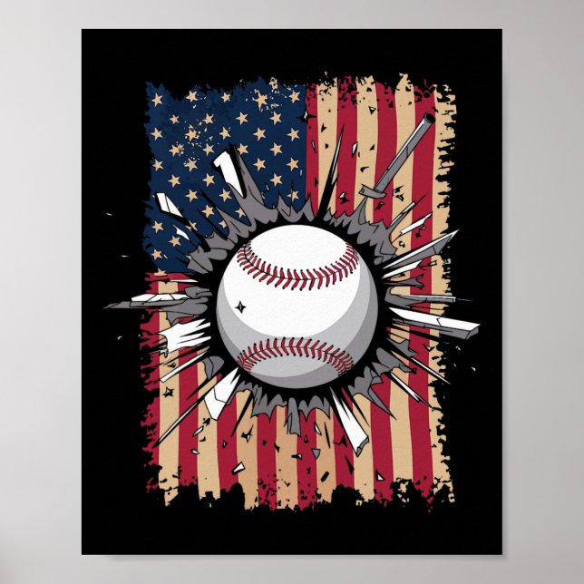 Baseball Us Flag  Poster (Front)