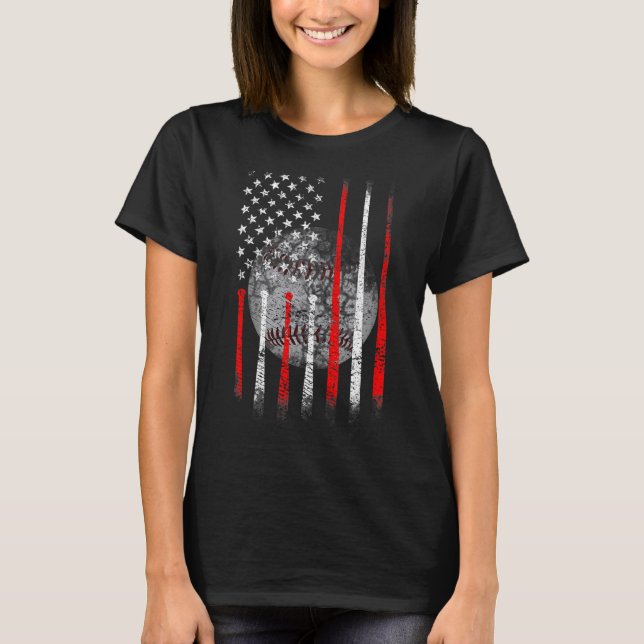 Baseball Usa Flag American Flag Patriotic Women Ki T-Shirt (Front)