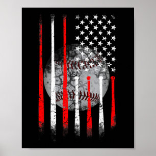Baseball USA Flag American Flag Vintage Poster