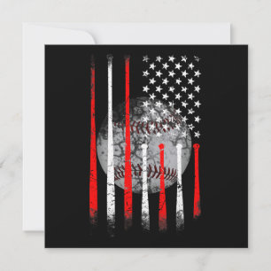 Baseball USA Flag American Flag Vintage Thank You Card