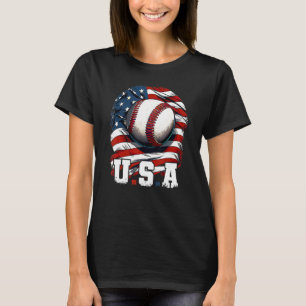 Baseball USA Flag Patriotic  4th Of July Baseball T-Shirt