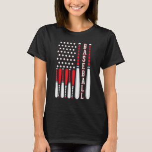 Baseball USA Flag Patriotic American Baseball 4th T-Shirt
